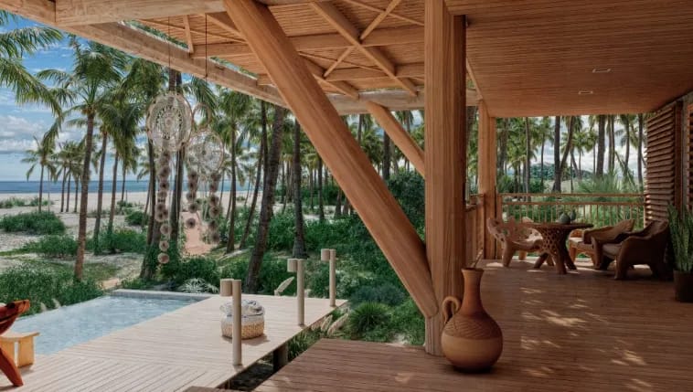 Aventora Resort Baía Formosa – Terrasse mit privatem Pool und Blick auf die Atlantikküste