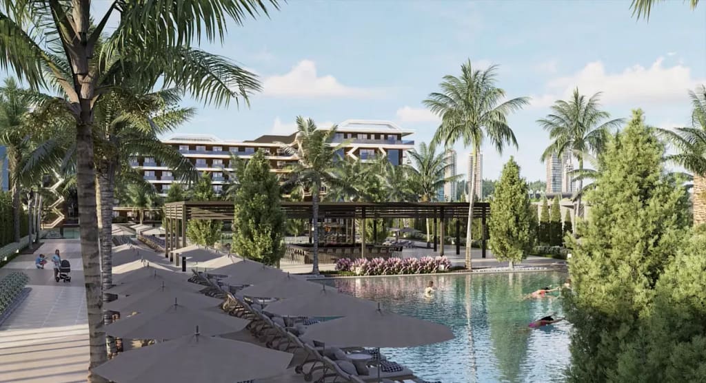 Großzügige Poollandschaft mit Palmen im Sentido Palmeras Lumare in Konakli bei Alanya, Hotelneueröffnung 2026