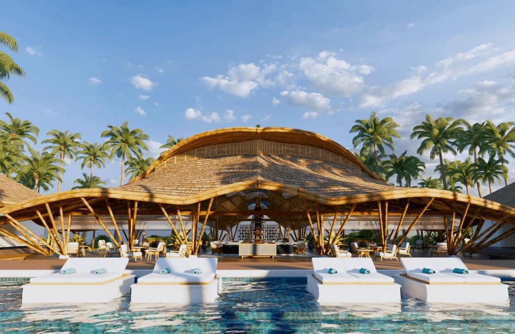 Pool- und Beachclub-Bereich im Rah Gili Maldives Luxusresort